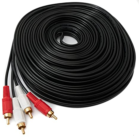 System-S Cavo RCA 2 RCA 20 m maschio a maschio, adattatore AV stereo, colore nero