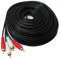 System-S Cable RCA 2 RCA de 20 m macho a macho, adaptador AV estéreo en negro