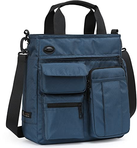 IX INOXTO Borsa a tracolla da uomo per computer portatile, borsa a tracolla da lavoro, ufficio, impermeabile, per viaggi, lavoro, università, Blu