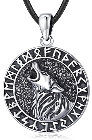 Eusense Wikinger Schmuck 925 Silber Viking Halskette Geschenke Amulett Nordische Mythologie Anhänger Geschenk für Herren Damen