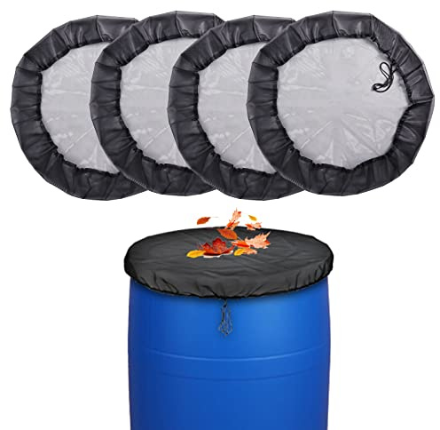 39’’ Mesh Cover for Rain Barrel 4Pcs Rain Barrels Screen Water Bucket Covers Net with Drawstring to Keep Leaves and Debris Out Rain Collection
