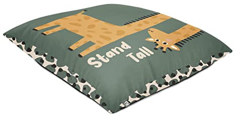 rucomfy Beanbags Kids Large Square Floor Cushion Bean Bag. Perfect for Chidrens Bedroom or Play-room. Giant Plush Pillow for Child with Filling. Machine Washable - 70 x 70cm (Safari Friends Giraffe)