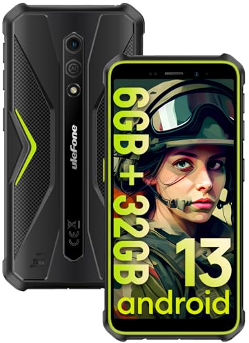 Ulefone Armor X12 Outdoor Smartphone, 6GB+32GB/256GB SD Handy Ohne Vertrag, Android 13 4860mAh Robust Handy, 13MP+8MP Octa Core, 5.45 HD+ IP69K Wasserdicht, 4G Dual SIM/Face ID/NFC/GPS - Grün