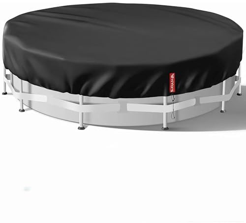 Poolabdeckung Für Stock Tank Pool, 420 D Oxford-Stoffpoolplane Und Pool Abdeckplane, Uv-Schutz Pool Abdeckplane Mit Kordelzug Und BodennäGeln FüR StabilitäT Und Einfache Installation (Schwarz, 660CM)