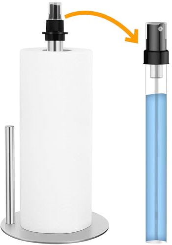 Porta asciugamani di carta con flacone spray, distributore di asciugamani di carta da banco con spruzzatore al centro, asciugamani di in acciaio inossidabile con base-argento