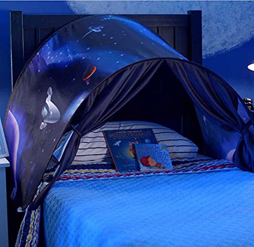 Carpa Cama Fantasía Divertida Plegable Juego Pop up Exterior Interior Sueño Tamaño Twin para Niños y Niñas, Carpa Infantil Casa de Juegos, Regalos de Cumpleaños (Espacio)