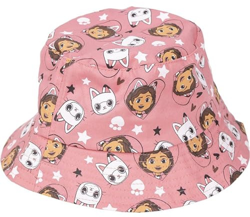 Gabby's Dollhouse Barnhatt för fiskare, rosa, storlek 52 cm, babymössa av 100% bomull, Gabby och Panty-tryck, originaldesignad i Spanien, Rosa, Rosa, Taglia unica