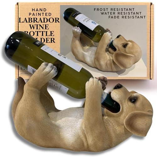 Labrador Wine Bottle Holder | Dog Drinking Bottle Wine Holder (Yellow) | Labrador Ornament | Resin Animals | Alcohol Gifts for Women | Funny Animal Wine Bottle Holder | Labrador Gifts for Women
