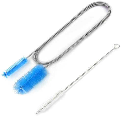 VJUYSW Brosse de Nettoyage Flexible Double Tête, Brosse de Tuyau Double Face en Acier Inoxydable, Brosse de Nettoyage D'aquarium de pour Outil de Nettoyage de Tuyau, Nettoyeur de Tuyau