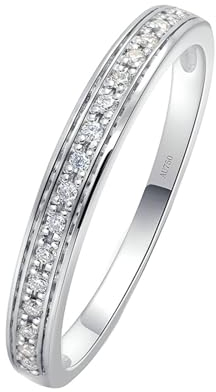 Skcess 14 Karat Weißgold Rings Weiß Erstellter Diamant Runden, Verlobungsring Damen 0,055 ct Runder Diamant Ringe Frauen Größe 54 (17.2)
