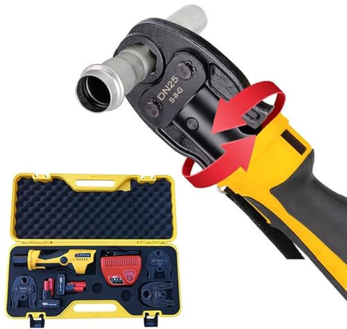 ZIJINGY Pinza for pinze idrauliche elettriche, pressa idraulica for Tubi in Rame, pressa compatta, con 2 batterie da 12 V, 3 Ganasce, ripristino Automatico, for Diametro Tubo da 16 a 28,6 mm