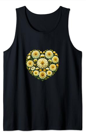 Dahlia Flower Art Yellow Dahlias floral artwork Tank Top