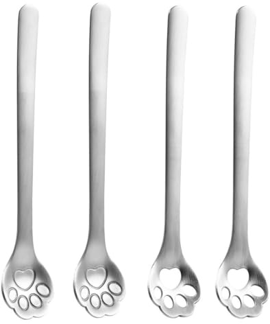 Cuillères à Mélanger Café en Acier Inoxydable Argenté 4 Pièces | Manche Long, Finition Polie Soignée, Lot Pratique pour Boissons et Jus
