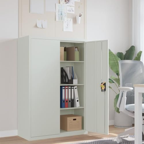 Sufrk Aktenschrank 90×40×140 cm BüRoschrank Allzweckschrank HäNgeregistraturschrank Aktenschrank Mehrzweckschrank Stahl Grau
