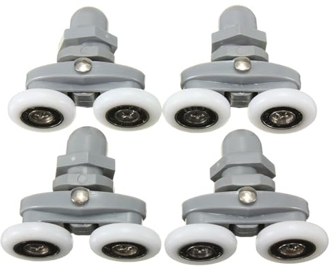 4 Pack Silent Twin Bottom Shower Door Rollers Replacement Smooth Wear Resistant Adjustable Bottom Rollers for Curved Quadrant Bathroom Glass Doors (27mm)