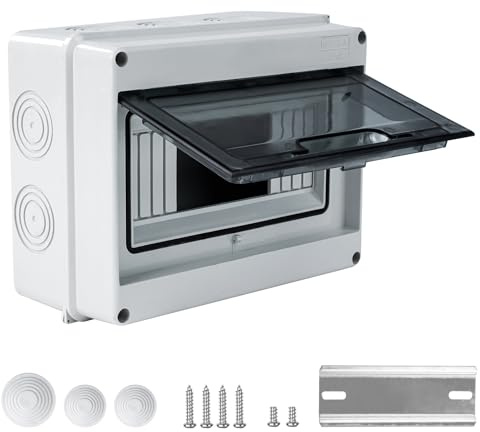 Buyweek Sicherungskasten Aufputz, Verteilerkasten Aufputz Unterverteilung Aufputz mit Messingklemmen IP65 Wasserdicht Kleinverteiler für Feuchtraum, Gärten, Außenbereich, Villen, 1 Reihig, 8 Module