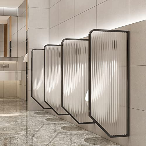 OLSKFUH Schermo divisorio per orinatoio a Parete, divisorio per orinatoio per bagni pubblici Maschili, Struttura in Acciaio Inossidabile e Pannello Decorativo in Vetro temperato, Set da 3 Pezzi, Nero
