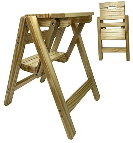 Escabeau en Bois Tabouret échelle 2 marches Multifonction Pliable Escabeau-Échelle Étagère Maison Cuisine Bibliothèque