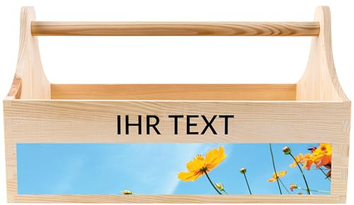 Creative DECO Personalizada Caja de Herramientas de Madera con Asa | 34 x 18 x 20,5 cm (+/- 0,5 cm) | Caja para Regalo Original con tu Foto y Texto | Organizador Bolsa Estuche Maletín Almacenamiento