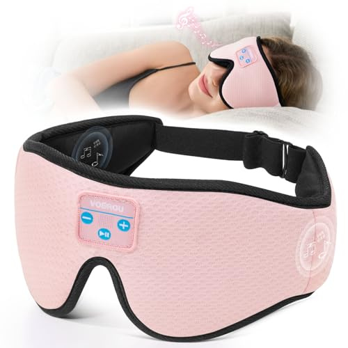 Voerou Schlafkopfhörer, 3D-Bluetooth-Augenmaske, Schlafkopfhörer für Seitenschläfer mit ultradünnen Stereo-Lautsprechern, geeignet für Schlaf, Büro, Nickerchen, Reisen, Meditation, coole Gadgets