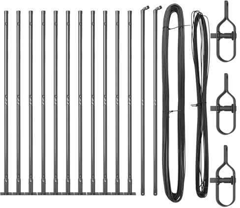 vidaXL Poteaux de clôture 13 pcs Gris Ø32mm 150 cm Acier galvanisé, Poteau de clôture cylindrique, moderne, durable, résistant aux intempéries, ajustable en hauteur, solution sécurisée