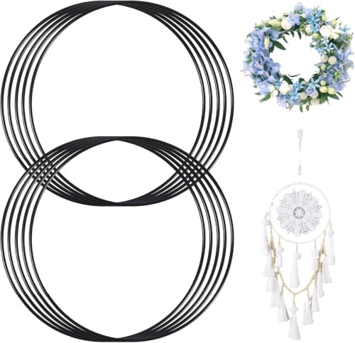 10 Stück 30cm Metallringe zum Basteln Metallring Schwarz Können mit Spitzen | Metallringe zum Basteln Metallring Accessoires Kombiniert Werden, Wandbehänge, Hochzeit und Girlande Dekorationen