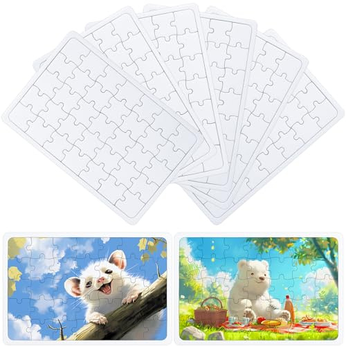 Zourglow Puzzle Selber Gestahlten, 8 Stück Puzzles zum Bemalen mit 35 Teile Minipuzzle, 15 x 10 cm Blanko Personalisiert Puzzle für DIY Kreative