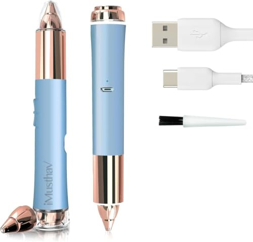 Rasoir électrique visage femme 2 en 1 - rechargeable USB, or 18k, LED