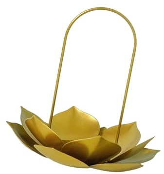 Porte-bougie artistique doré pour bougie chauffe-plat - Pour mariages, fêtes, décoration de la maison et occasion spirituelle - Bougeoir unique en métal
