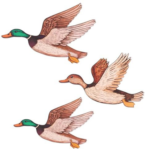 Goktvai 3pcs Wooden Mallard Duck Wall Decor, 3 Size Duck Hunting Wall Decor Rustic Farmhouse Art Decoration for Entryway Nursery Living Room Housewarming Gift