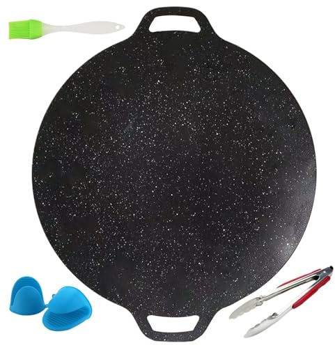 Sartén coreana para barbacoa | Sartén de hierro fundido para estufa con asas | Accesorios para barbacoa con cepillo para barbacoa, guantes y pinzas para barbacoa, para cocina eléctrica de inducción