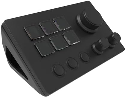 KiBcsLic Stream Controller Deck with Customizable 6 Shortcut Keys Gaming Shortcut Keyboard Trigger Actions for, black