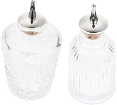 BAZEITFLOW 2 pezzi Bottigliette Vetro Piccole per Liquori con Tappo Bottiglie Amaro Vintage con Motivo Intagliato Contenitori Bar per Cocktail Decorazione Elegante e Funzionale per Casa e