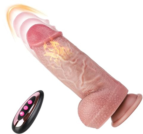 Réaliste Gode Vibromasseur Sex Toýs Femme - Large Sex Toys avec 3 Poussées & 10 Vibrations, Godemichets et Chauffage Vibromasseurs Feminin Va et Vient Sex Toýs Couple Gode Ceinture Réaliste Dildo