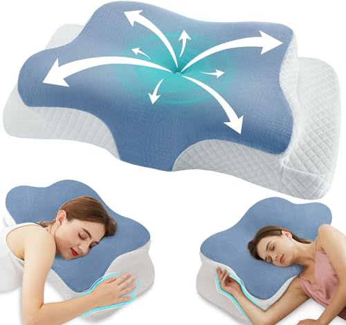 Cuscino cervicale ergonomico in memory foam per dolore al collo e alle spalle, cuscino regolabile per dormire con bracciolo, cuscino ortopedico per dormire, schiena e stomaco