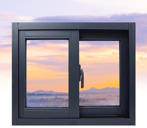 Fensteraustausch For Wohnhäuser, Schiebefenster For Keller, Aluminiumrahmen, Wärmedämmung, Geeignet For Häuser Mit Glasbausteinen, Wohnhäuser Und Garagen, Schwarz(31.5x31.5in)
