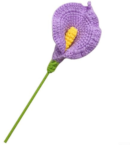 Besttoolifes Handgewebter Calla-Lilienstrauß aus Baumwollfaden, künstliches Blumenarrangement für Heimdekoration und Geschenke (lila)