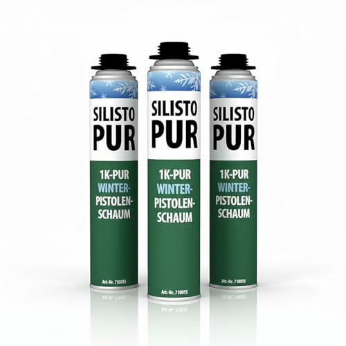 SILISTO PUR 1K Winter Pistolenschaum 3x 750 ml – Profi-Montageschaum, Verarbeitbar bis −10 °C, hohe Ausbeute, B2, Fenster- & Türeninstallation, Hohlraum-Füllung & Abdichtung