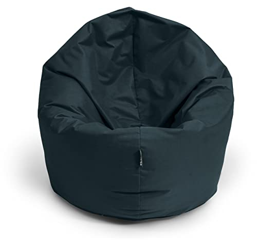 BuBiBag 2in1 Sitzsack Sitzkissen mit Füllung |Medium Ø: 110 cm, Schwarz | Indoor & Outdoor Beanbag | Geeignet für Kinder Innen- & Außenbereich Kinderzimmer | Wasser- & Schmutzabweisend Wetterfest