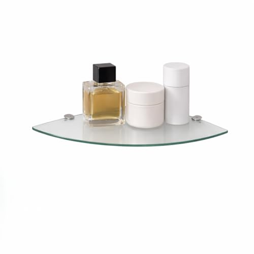 Euro Tische Glas Eckregal 25x25cm, Wandregal für Badezimmer, Duschregal Bad, Glas Badregal mit 6mm ESG Sicherheitsglas, Verschiedene Größen (Klar)