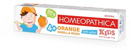 ASTERA Homeopathica KIDS (4+) - Zahnapasta mit Aroma von Orange, Vanille und Milch, 50 ml