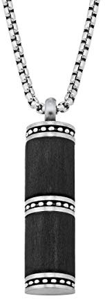s.Oliver Kette mit Anhänger Edelstahl Carbon Herren Halsschmuck, 60 cm, Silber, Kommt in Schmuck Geschenk Box, 2026115