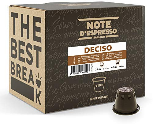 Note D'Espresso Caffè Deciso, Capsule Compatibili Soltanto con Sistema NESPRESSO, 100 Caps
