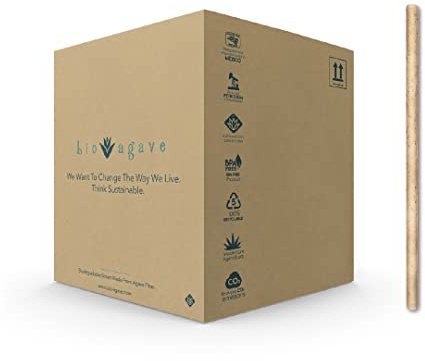 BIO AGAVE - 3600 Pack Biodegradable 5.9 Cocktail Straws Made From Agave Fibers. | Plant Based Eco Friendly Products | Drinking Straws | Reusable Straws