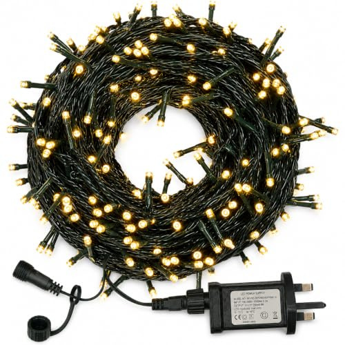Outdoor Fairy Lights Mains Powered, LED Fairy Lights Outdoor, Shineled 30M 300LEDs 8 Modes Garden Decorative Lights for Christmas Tree, Patio, Garden, Home, Wedding, Party, Warm White