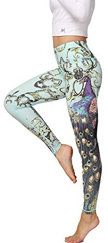 HAPYWER Femme Leggings de Sport Collants Compression Leggings Motif Leggings Taille Haute Leggins Anti-Cellulite Pantalon Fitness