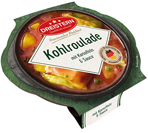 DREISTERN Kohlroulade 400g I Mit würziger Fleischfüllung in Sauce I Herzhaftes Fertiggericht in Mikrowellenschale I Lange Haltbarkeit dank natürlicher Konservierung I Hausmacher Qualität