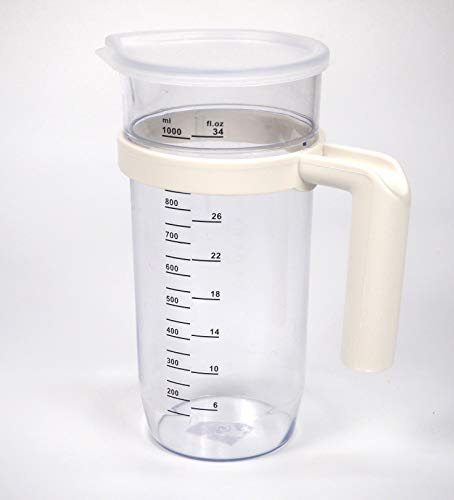 Sanfor Verre doseur universel | 1 litre | Gobelet de rechange avec couvercle et poignée amovible | pour la maison, transparent