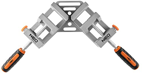 NEO TOOLS Vinkelspännare med dubbla handtag, hörnklämma, hörnstag 90° rätvinklig klämma för trä, träbearbetning, aluminium, hörnsvetsklämmor, hållare, justerbar