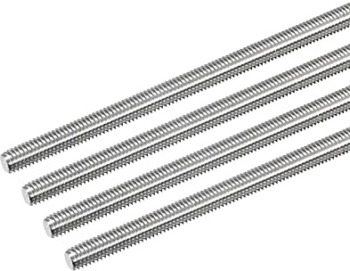 sourcing map Vollgewindeschraube M6 x 300 mm, 1 mm, Gewindesteigung 304 Edelstahl, Rechtshänder, Gewindestangen, 4 Stück